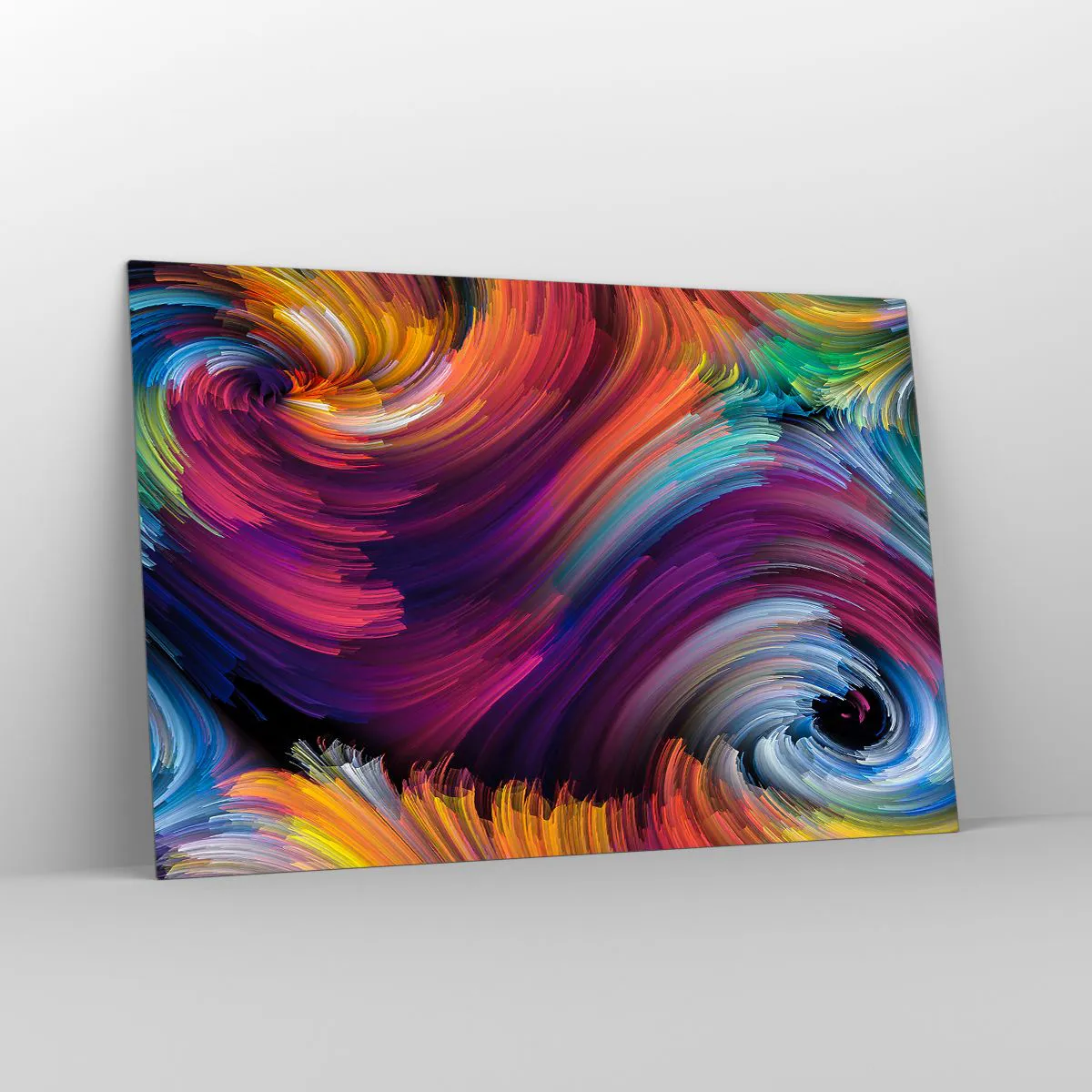 Glasbild - Bild auf glas - Bunte Wirbel und dynamische Pinselstriche in Abstraktion - 120x80cm - Der Beginn einer neuen Welt - Moderne Wanddekoration für Wohnzimmer und Schlafzimmer ARTTOR