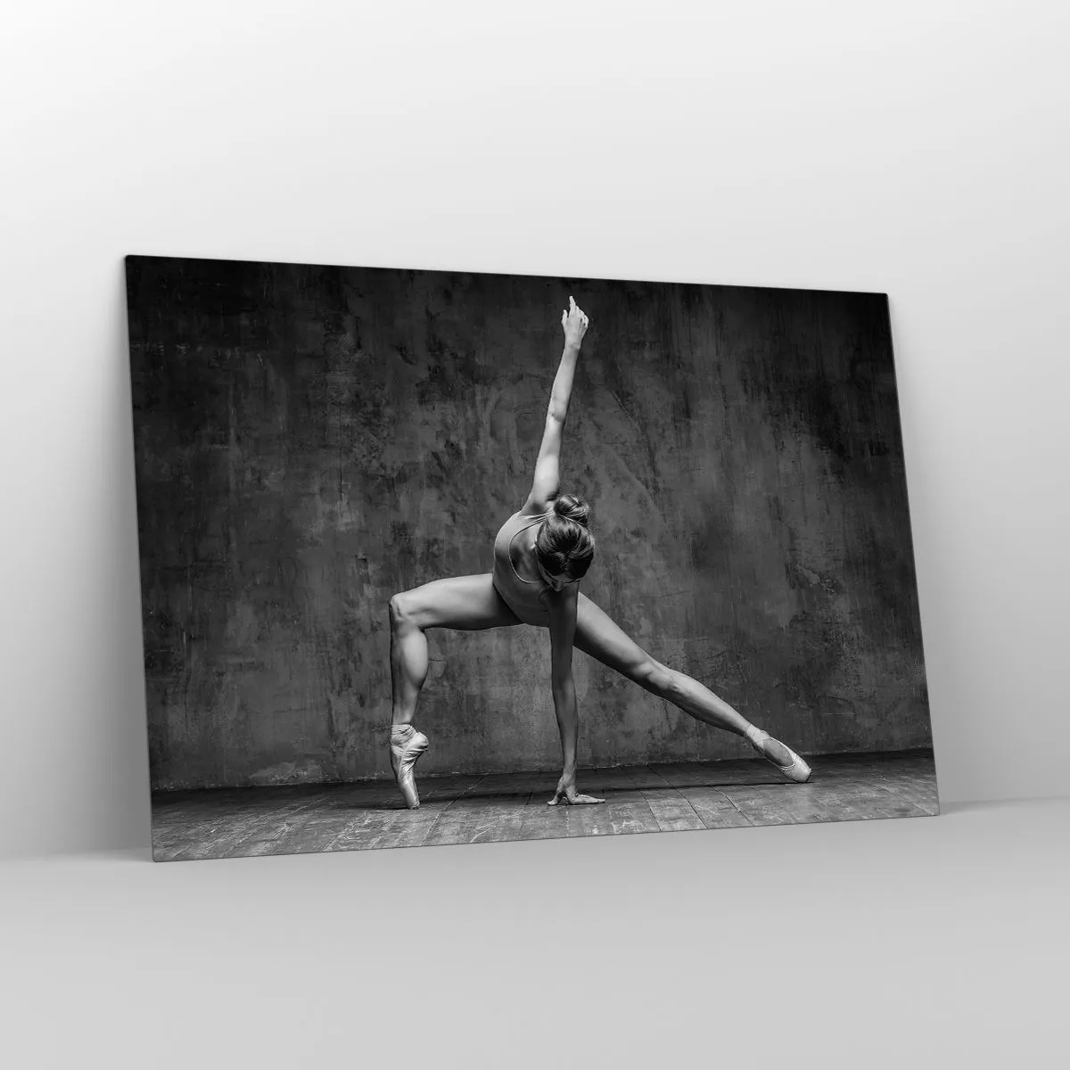 Glasbild - Bild auf glas - Eine Tänzerin in künstlerischer Pose - 120x80cm - Das Ideal des Gleichgewichts - Moderne Wanddekoration für Wohnzimmer und Schlafzimmer ARTTOR