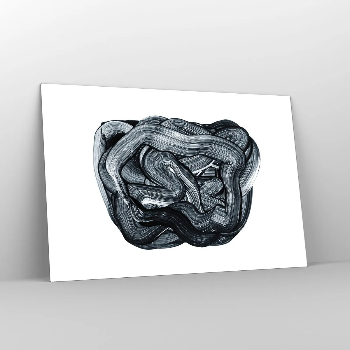 Quadro su vetro - Astrazione con pennellate in bianco e nero - 120x80cm - Non è così semplice - Decorazione murale moderna per soggiorno e camera da letto ARTTOR