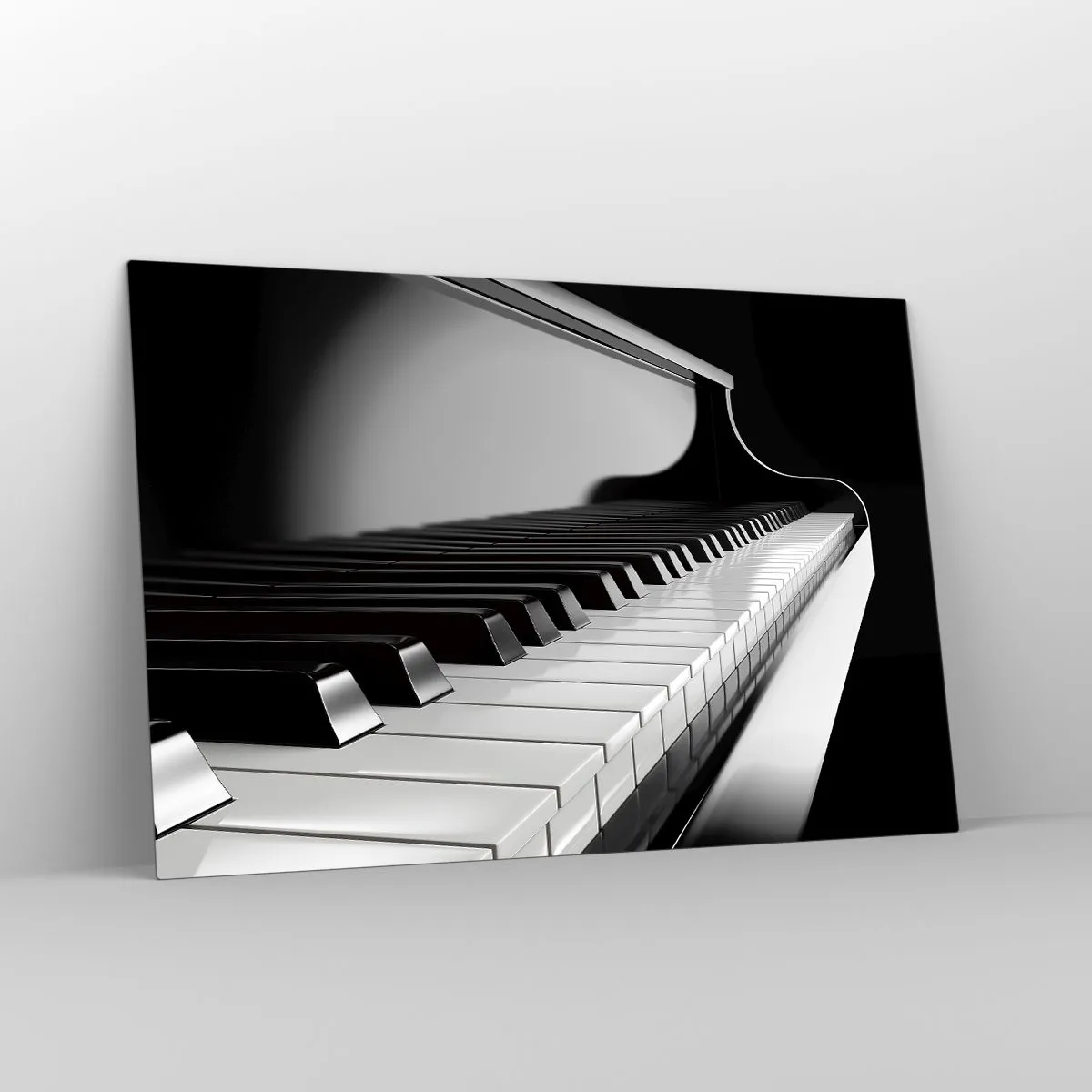 Impression sur verre - Image sur verre - Clavier de piano noir et blanc en perspective - 120x80cm - Harmonie des formes et des couleurs - Décoration murale moderne pour le salon et la chambre ARTTOR
