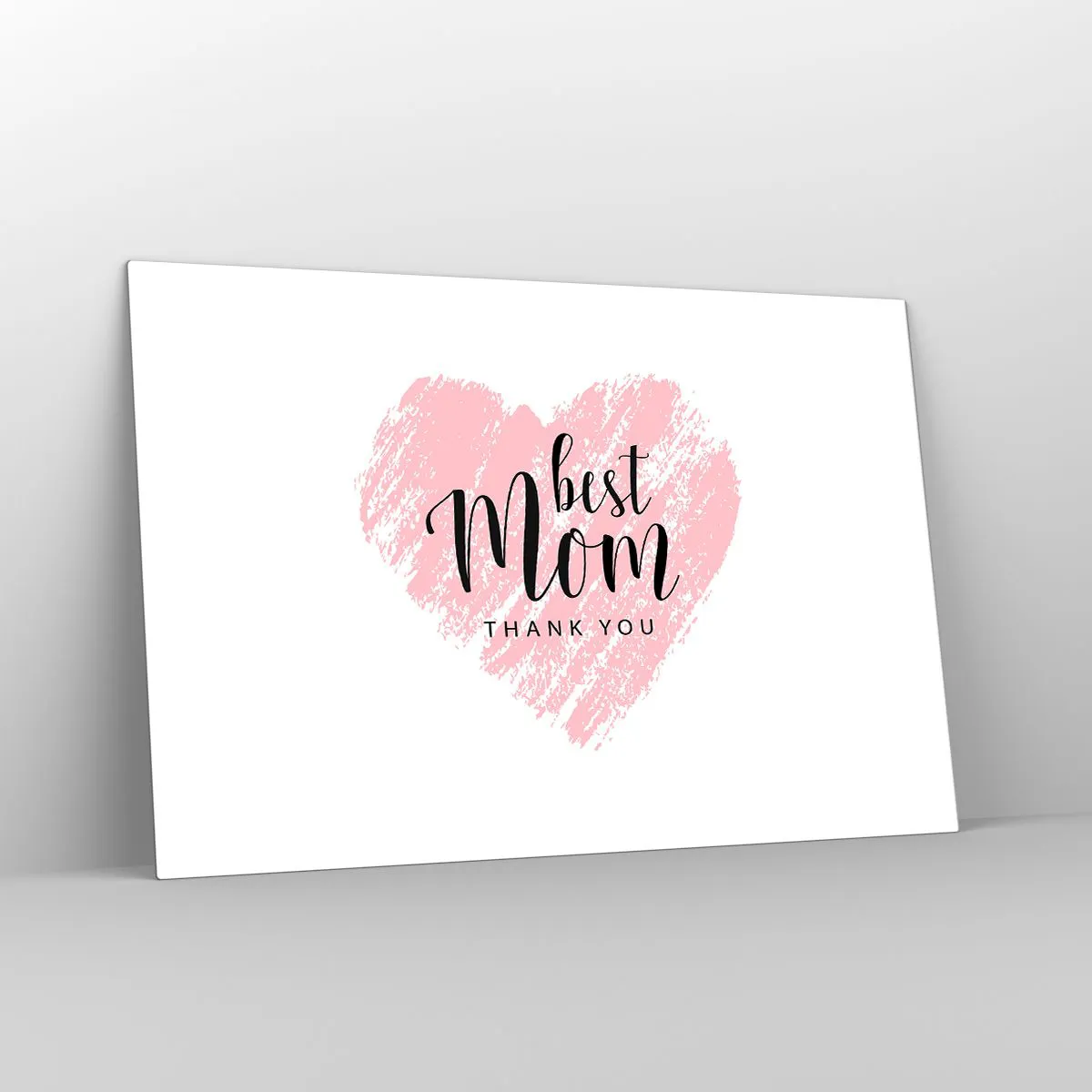 Obraz na szkle - Różowe serce z napisem Best Mom na białym tle - 120x80cm - Zawsze odpowiedni moment - Nowoczesna dekoracja ścienna do salonu, kuchni i sypialni ARTTOR
