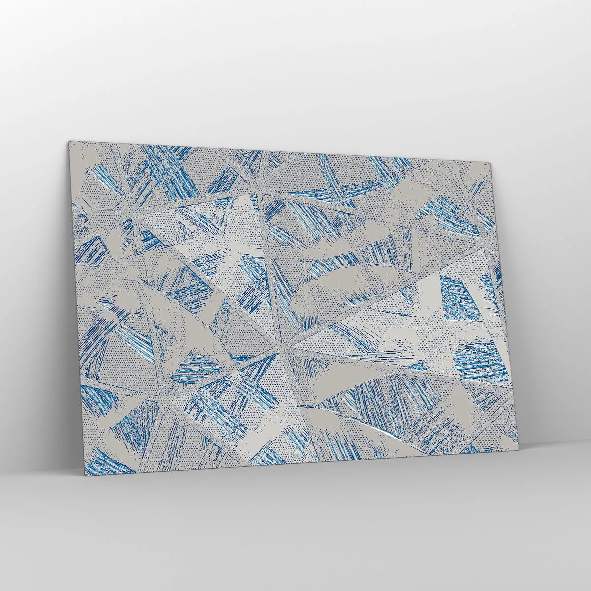 Tablou pe sticlă - Într-un labirint de gri-albastru - 120x80 cm