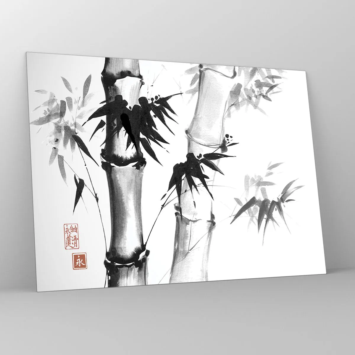 Tablou pe sticlă - Bambus în stil tradițional - 70x50cm - Primul-plan al Orientului - Decorațiune modernă pentru perete pentru living și dormitor ARTTOR