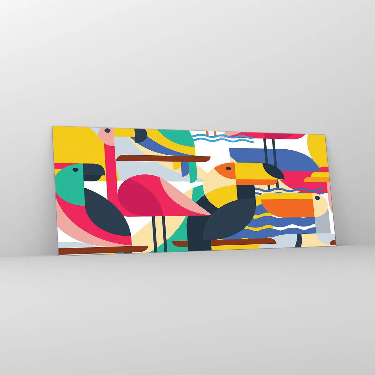 Cuadro sobre vidrio - Impresiones sobre Vidrio - Fiesta de las aves - 100x40 cm