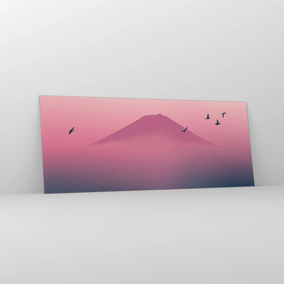 Quadro em vidro - Andarilhos sob as nuvens - 100x40 cm