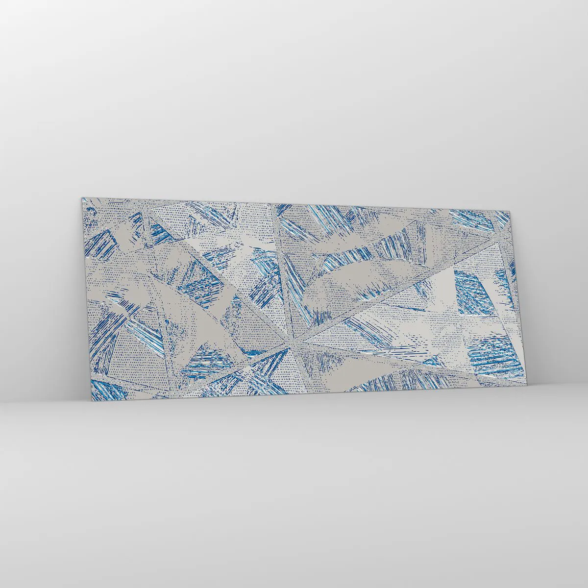 Tablou pe sticlă - Într-un labirint de gri-albastru - 100x40 cm