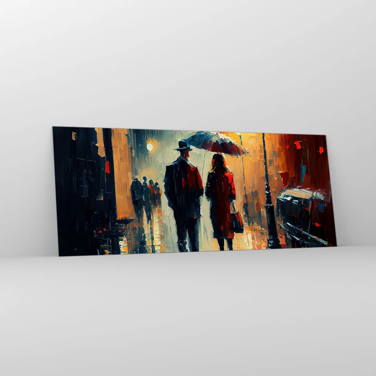 Obraz na skle - Mestská love story - 100x40 cm