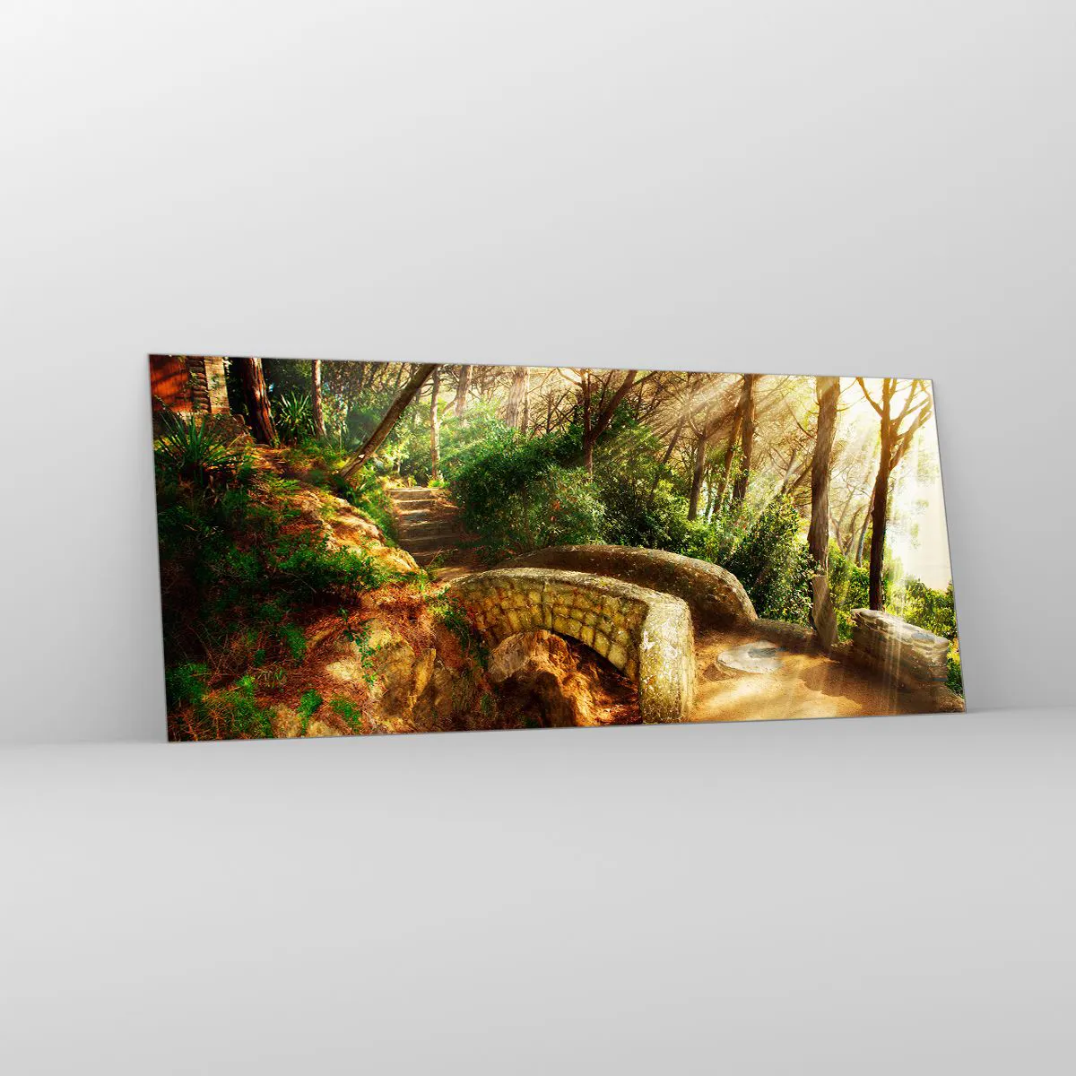 Tablou pe sticlă - Direct de pe pod în pădurea de basm - 120x50 cm