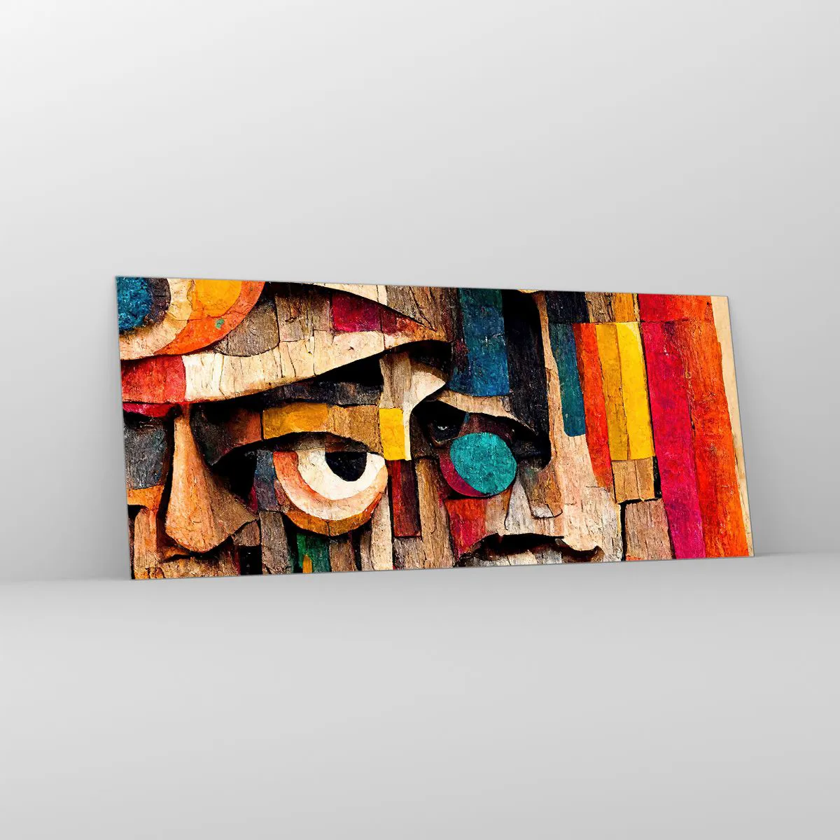 Quadro su vetro - Volti astratti dai colori intensi - 120x50cm - Ti vedo... - Decorazione murale moderna per soggiorno e camera da letto ARTTOR