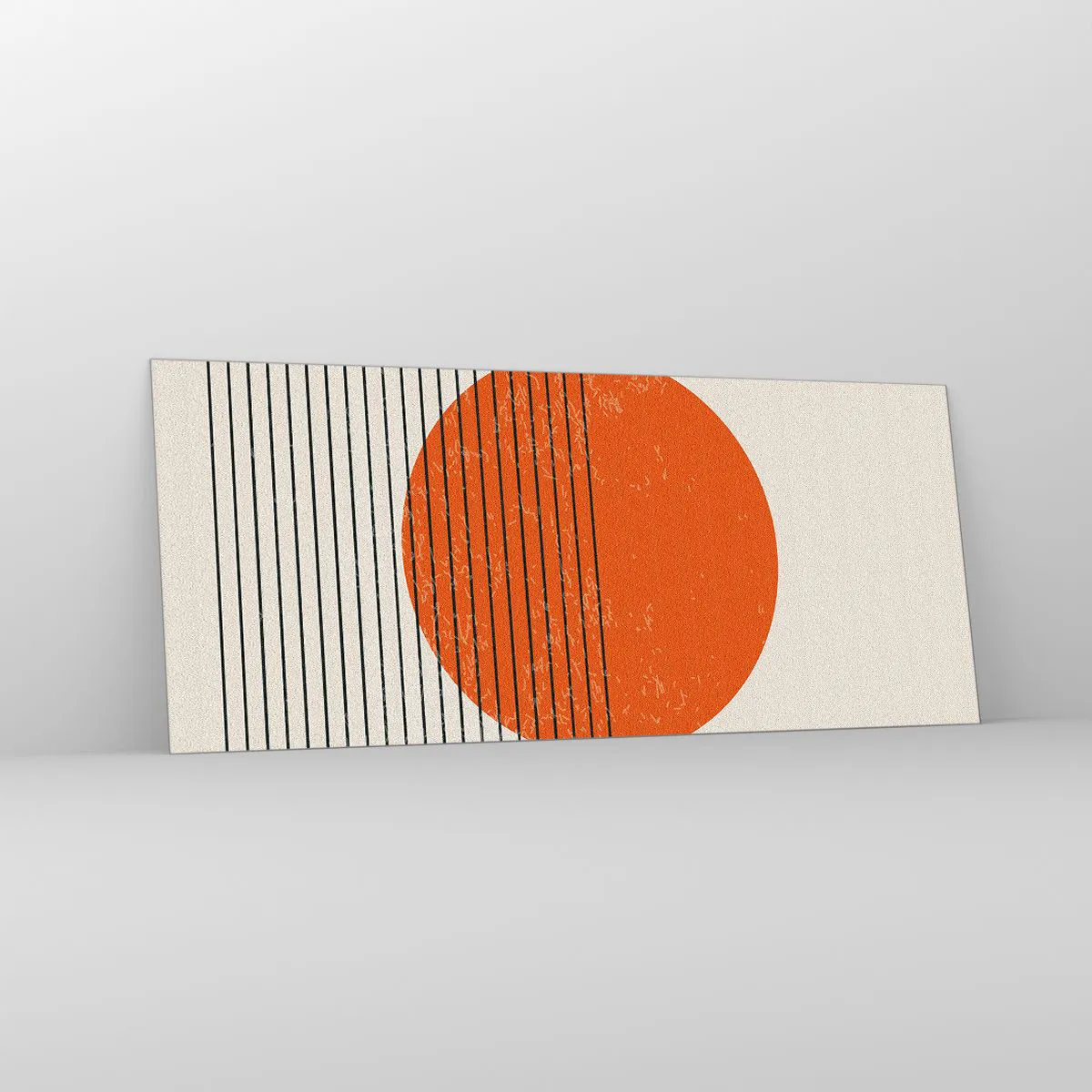 Obraz na szkle - Minimalistyczne słońce z geometrycznymi liniami - 120x50cm - Zawsze słońce - Nowoczesna dekoracja ścienna do salonu i sypialni ARTTOR