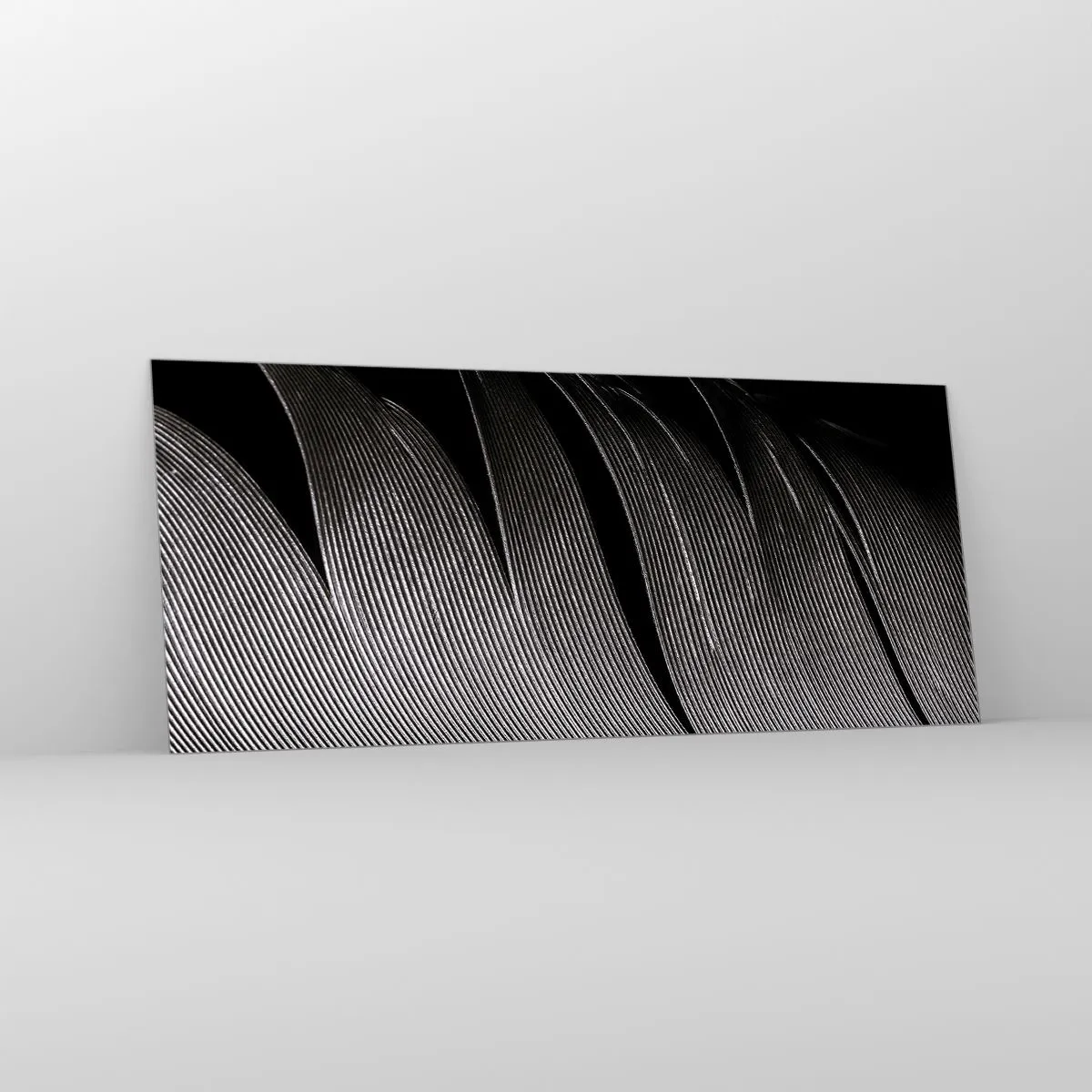 Glastavla - Bild på glas - Fjäder - en underbar konstruktion - 120x50 cm