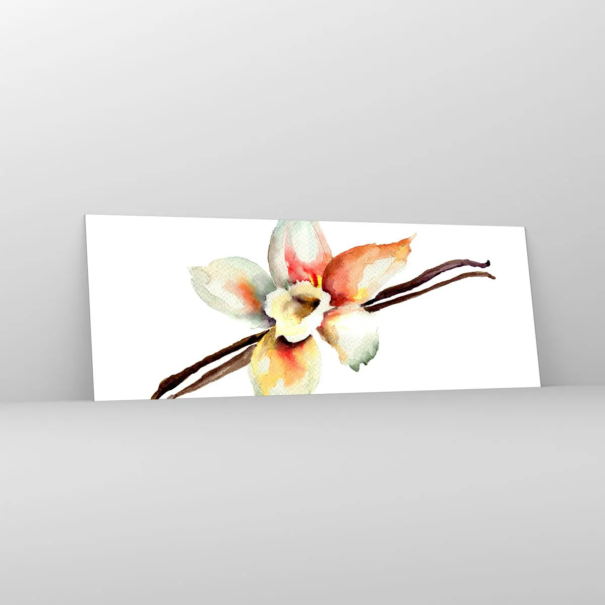 Glasbild - Bild auf glas - Aquarell-Blumenillustration in Pastellfarben - 140x50cm - Süße mit Farbe verschüttet - Moderne Wanddekoration für Wohnzimmer und Schlafzimmer ARTTOR