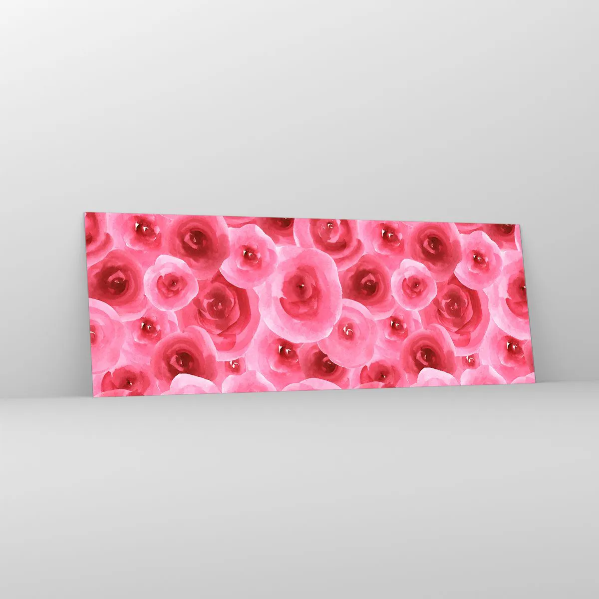 Impression sur verre - Image sur verre - Roses délicates dans des tons pastel de rose - 140x50cm - Roses en-haut et en-bas - Décoration murale moderne pour le salon et la chambre ARTTOR