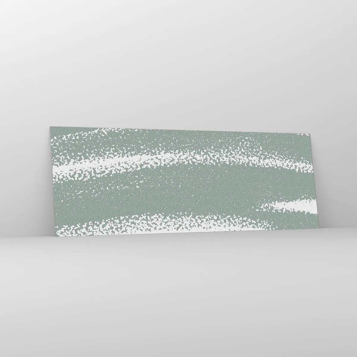 Quadro su vetro - Onde invernali nei toni del menta e del bianco - 140x50cm - Astrazione in clima invernale - Decorazione murale moderna per soggiorno e camera da letto ARTTOR