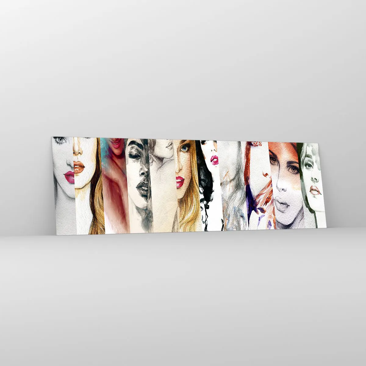 Impression sur verre - Image sur verre - Une collection de portraits de femmes dans divers styles artistiques. - 160x50cm - Et c'est toujours TOI - Décoration murale moderne pour le salon et la chambre ARTTOR