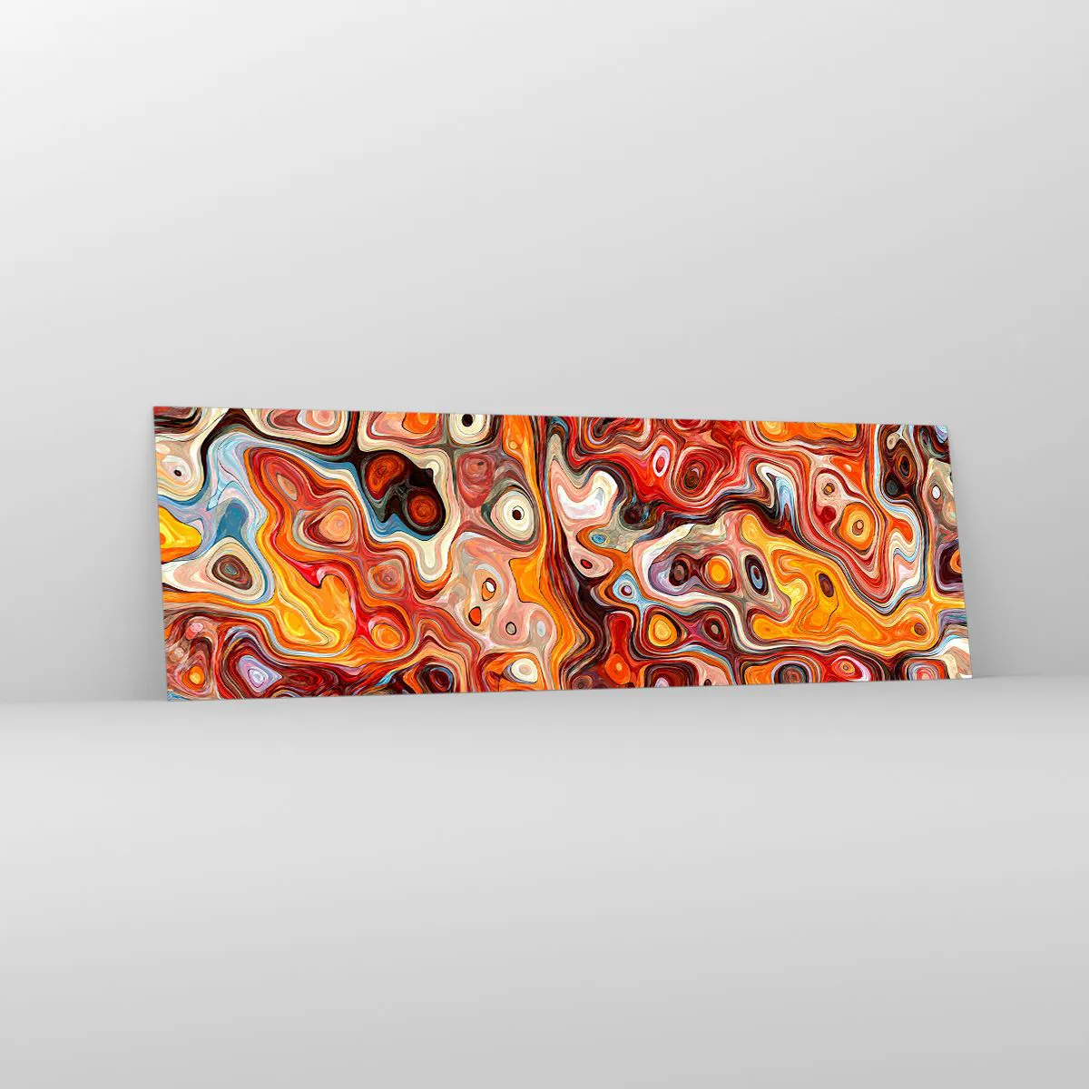 Impression sur verre - Image sur verre - Une composition abstraite dans des tons chauds de rouge, d'orange et de jaune. - 160x50cm - Si les noix fondaient dans du miel - Décoration murale moderne pour le salon et la chambre ARTTOR