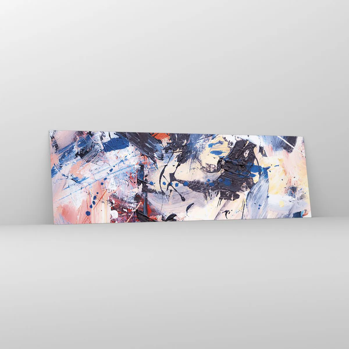 Schilderen op glas - Gekke dans van abstractie - 160x50 cm