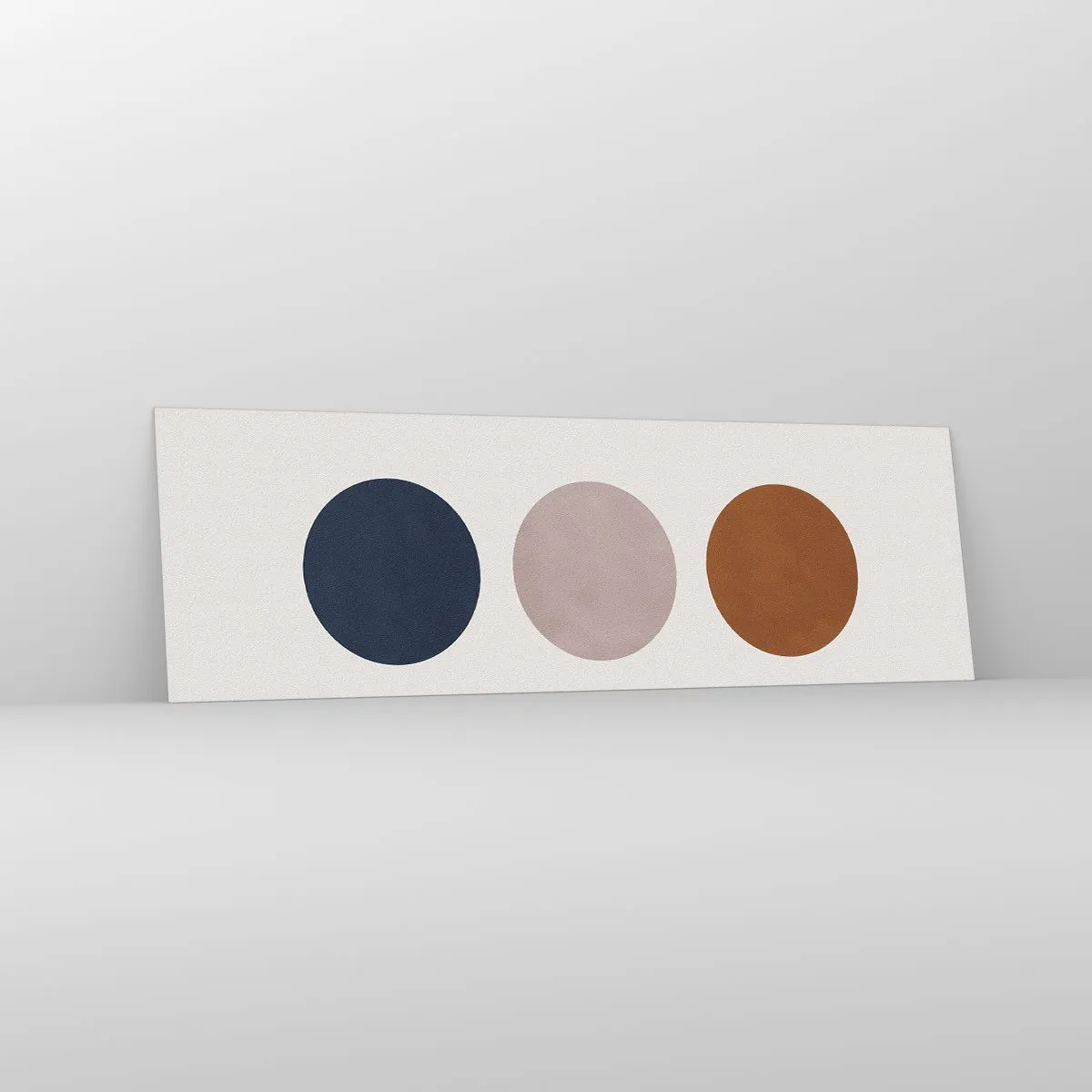 Obraz na szkle - Minimalistyczna kompozycja z trzema kolorowymi kołami - 160x50cm - Symbol doskonałości - Nowoczesna dekoracja ścienna do salonu i sypialni ARTTOR