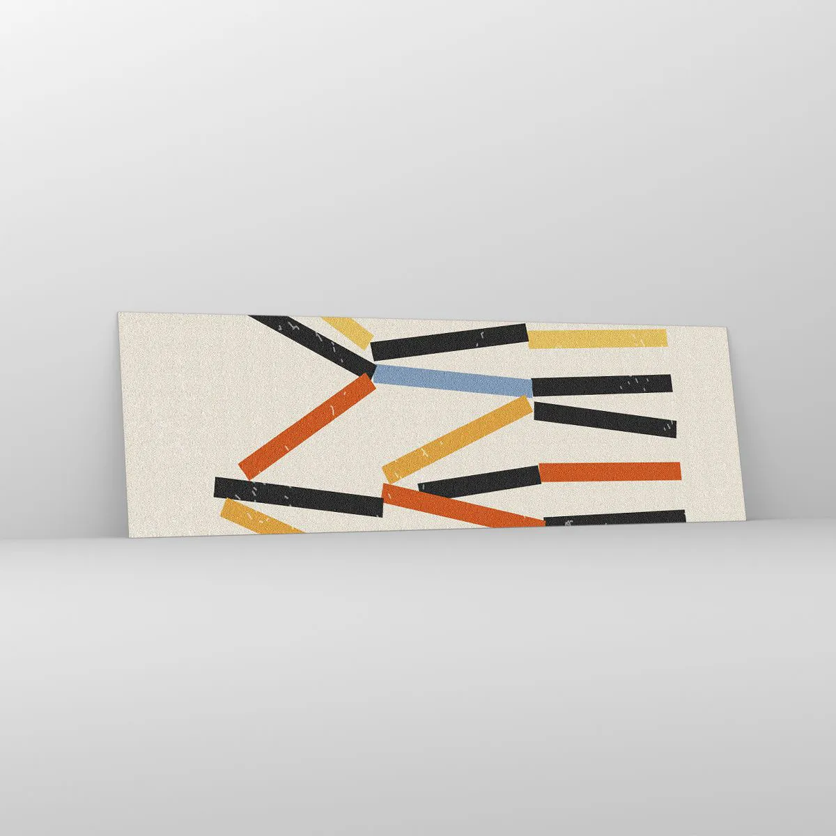 Impression sur verre - Image sur verre - Composition abstraite avec des rectangles colorés et noirs disposés horizontalement - 160x50cm - Composition de niveaux - Décoration murale moderne pour le salon et la chambre ARTTOR