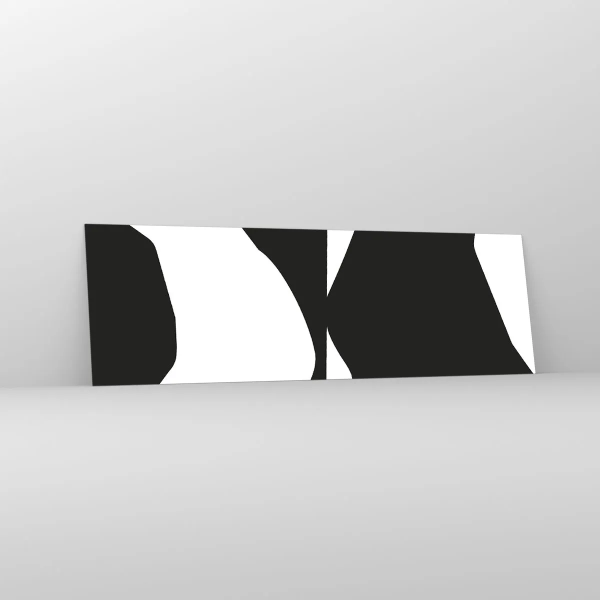 Obraz na szkle - Abstrakcyjny kontrastowy wzór w czerni i bieli - 160x50cm - Pozytyw -negatyw - Nowoczesna dekoracja ścienna do salonu i sypialni ARTTOR