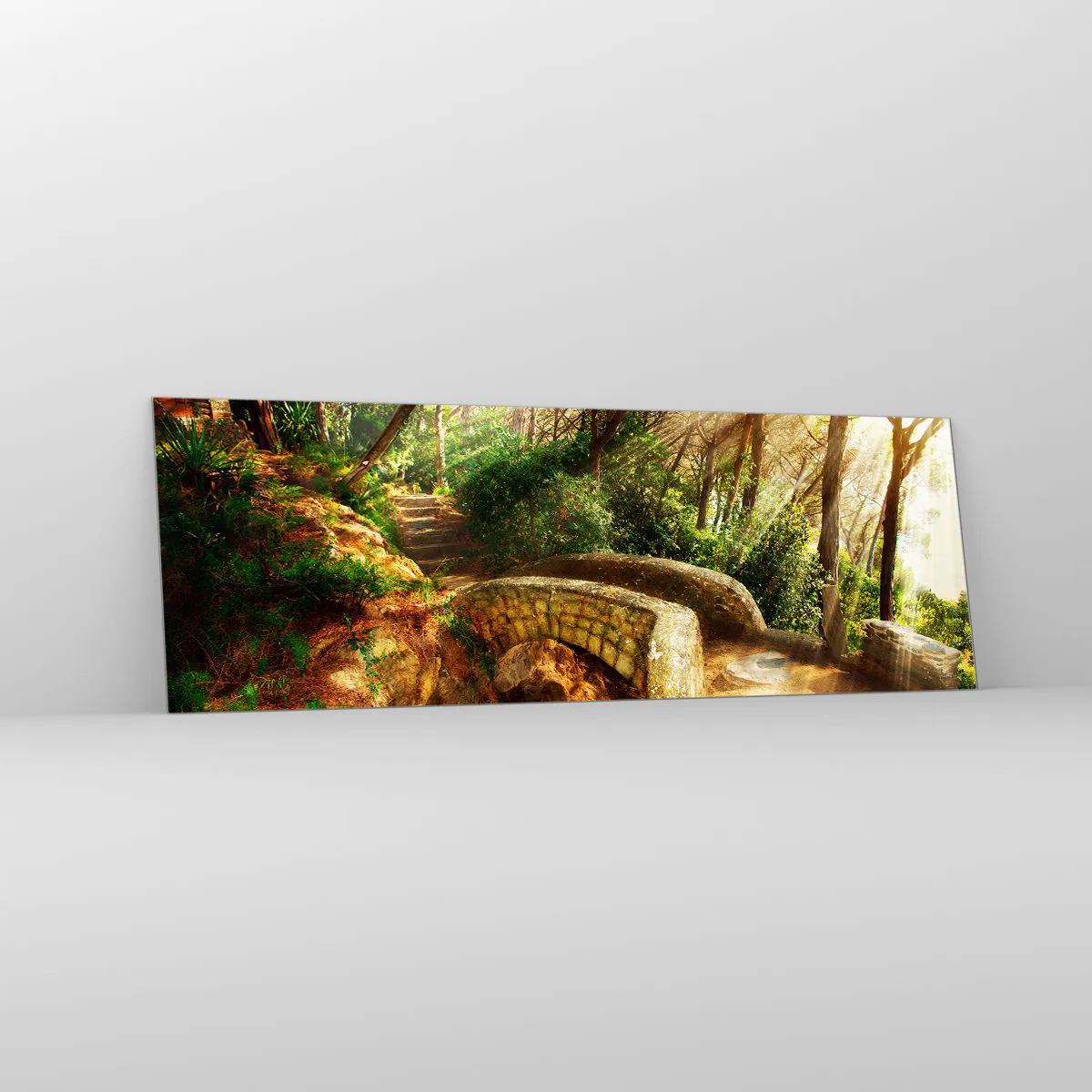 Impression sur verre - Image sur verre - Directement du pont dans une forêt de conte de fées - 90x30 cm