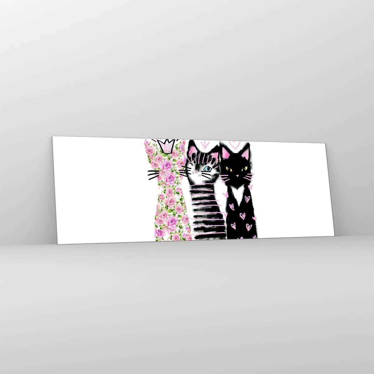 Üveg kép - Volt egyszer három macska - 90x30 cm