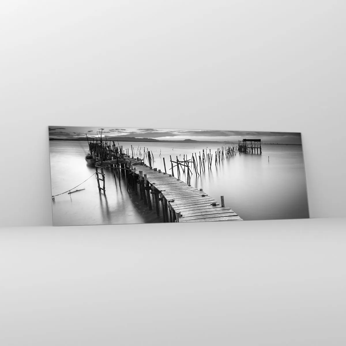 Obraz na skle - Klid zapomenutého břehu - 90x30 cm