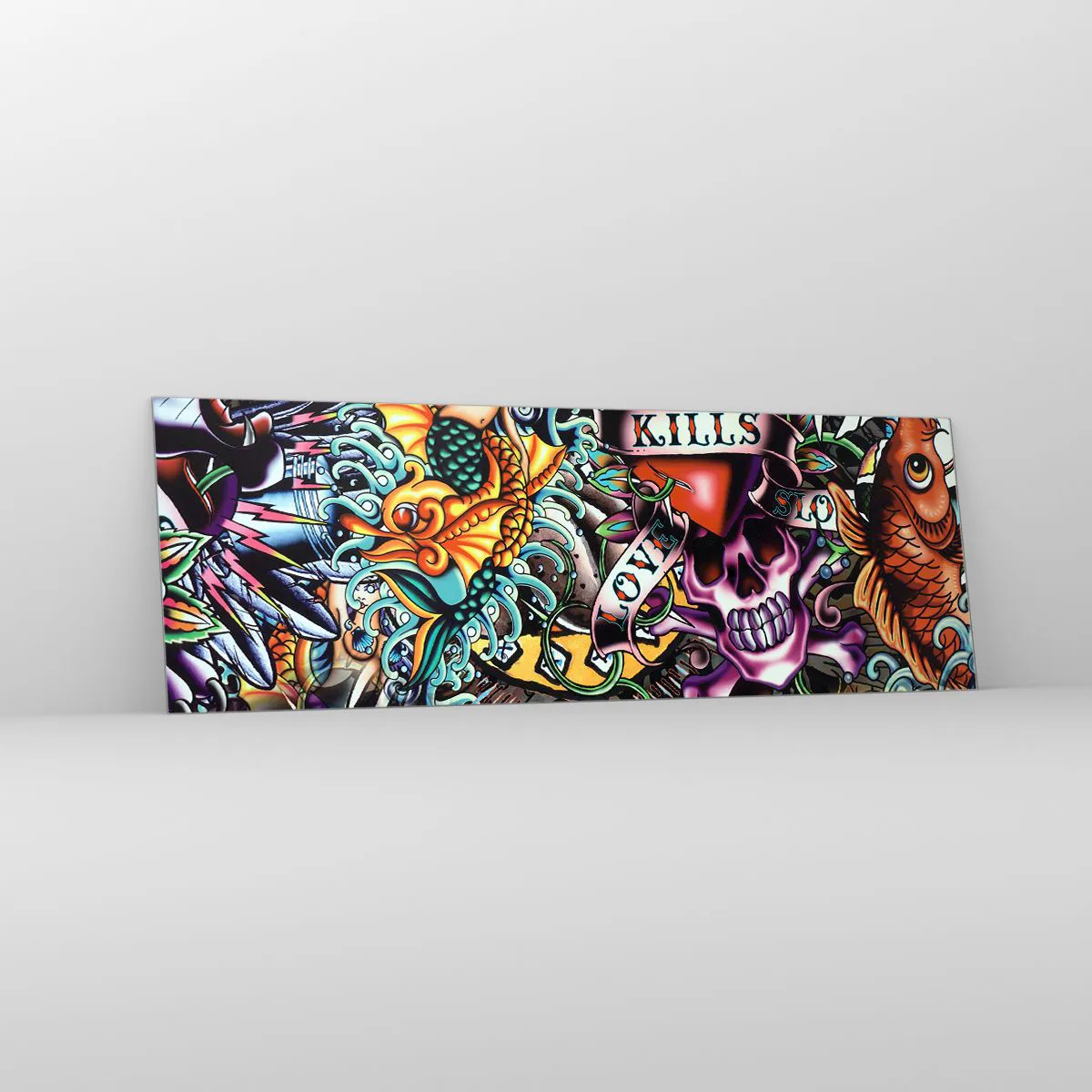 Cuadro sobre vidrio - Impresiones sobre Vidrio - El sueño de un tatuador - 90x30 cm