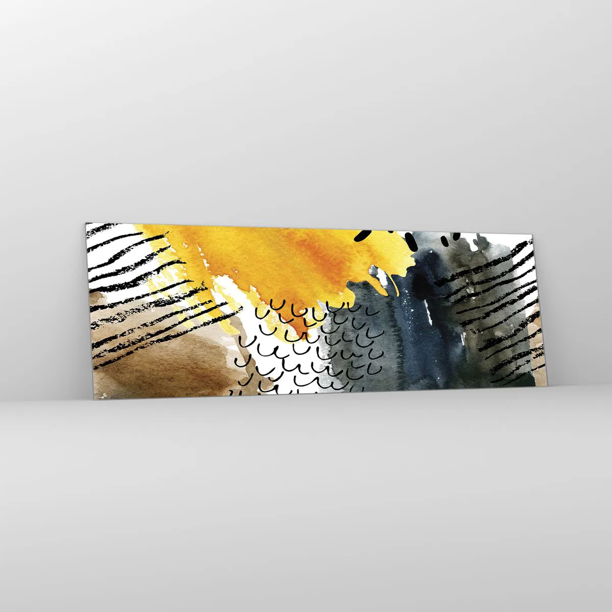 Tablou pe sticlă - O întâlnire a elementelor - 90x30 cm