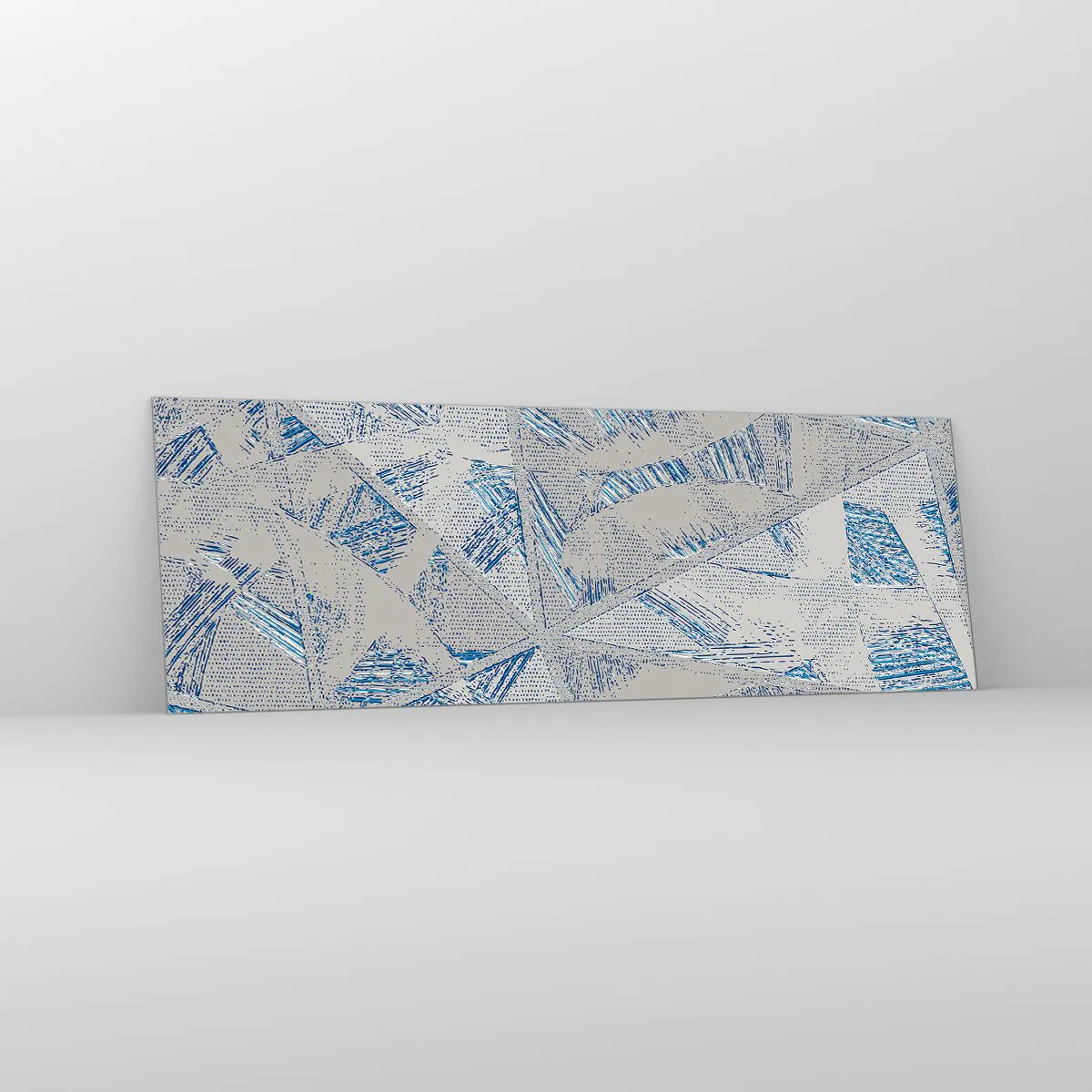 Tablou pe sticlă - Într-un labirint de gri-albastru - 90x30 cm