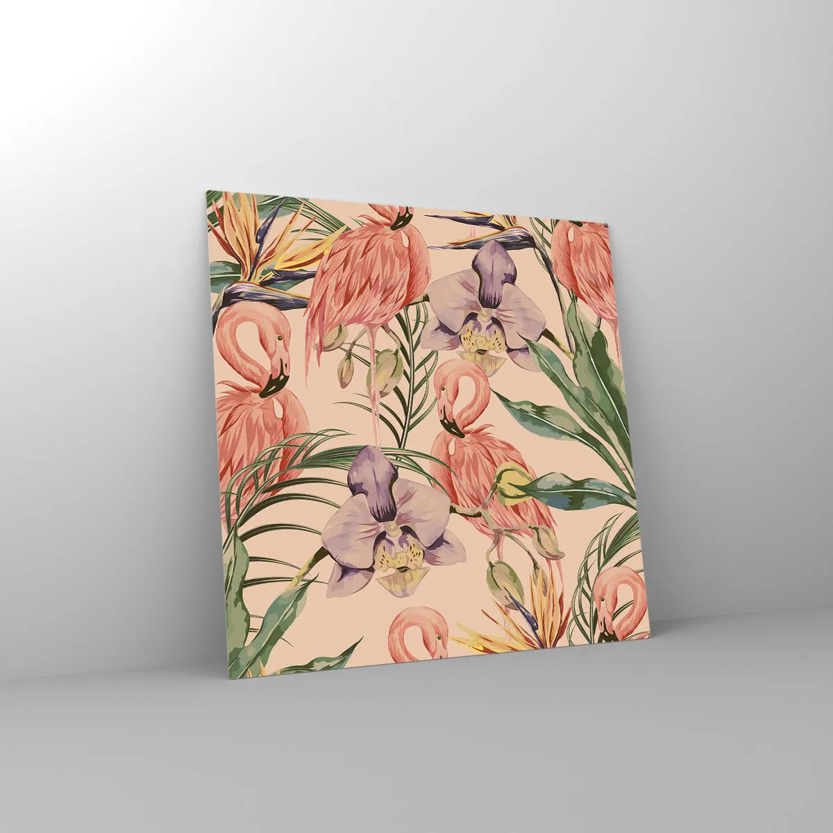 Schilderen op glas - Roze ballet in bloemen - 30x30 cm