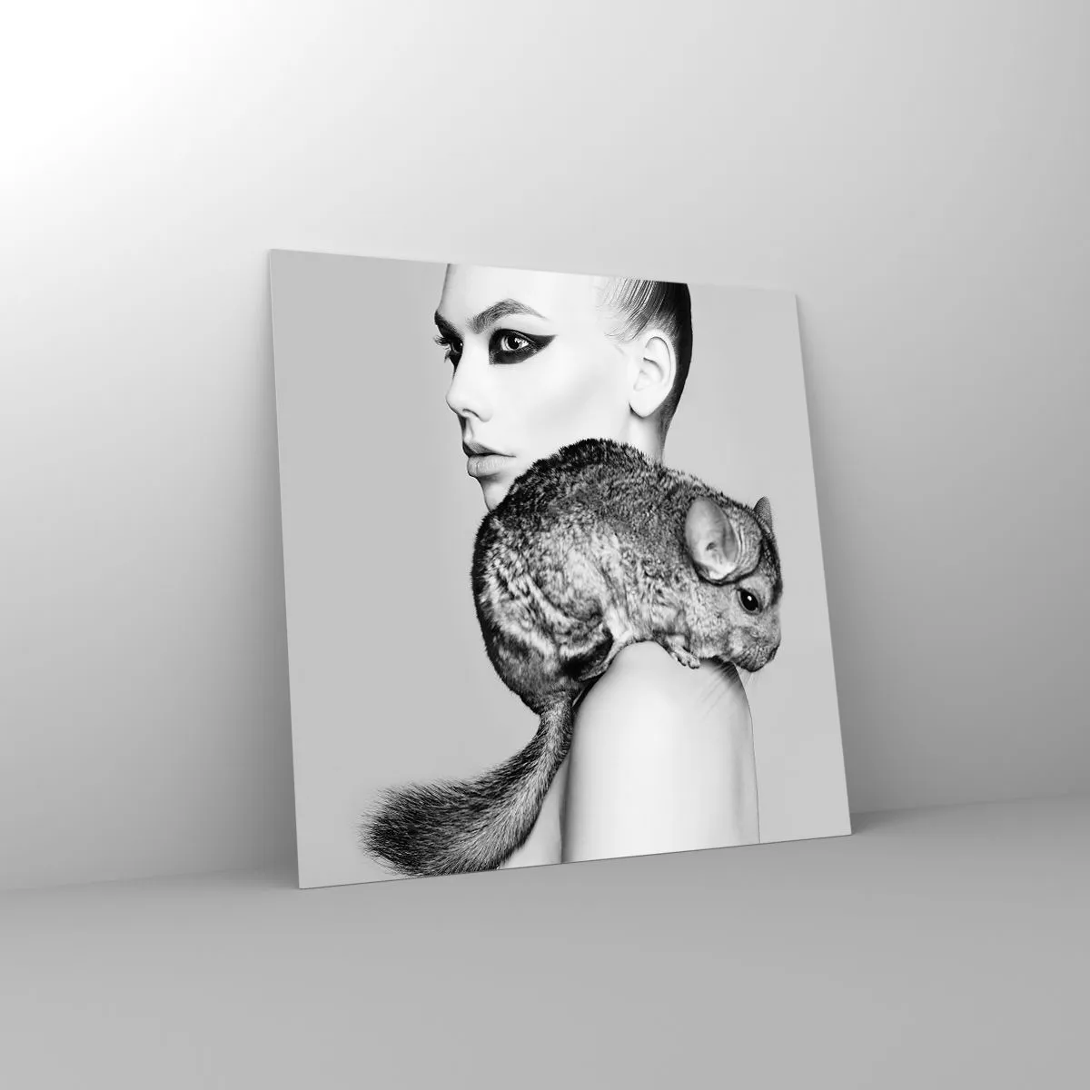 Cuadro sobre vidrio - Impresiones sobre Vidrio - Dama con chinchilla - 30x30 cm