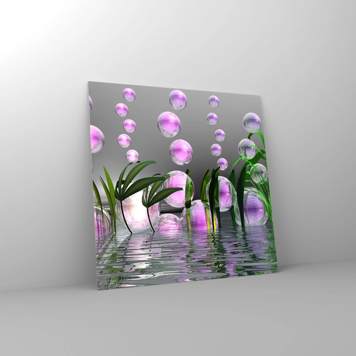 Glass picture - Reflexive Composition of Lightness and Life - 40x40 cm