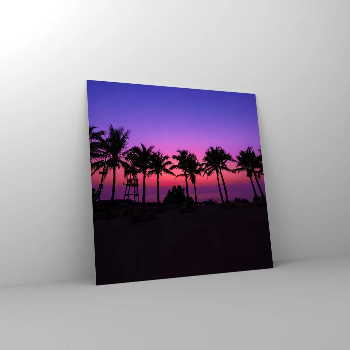 Glass picture - Evening under the Palms - 40x40 cm