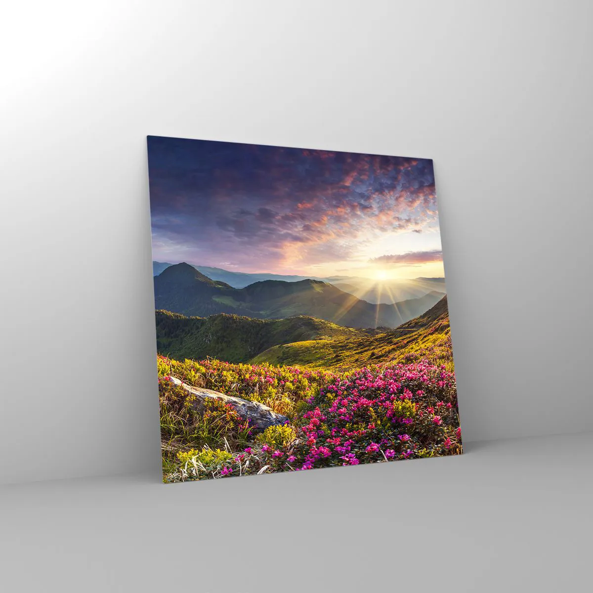 Impression sur verre - Image sur verre - Fraîcheur matinale en montagne - 40x40 cm