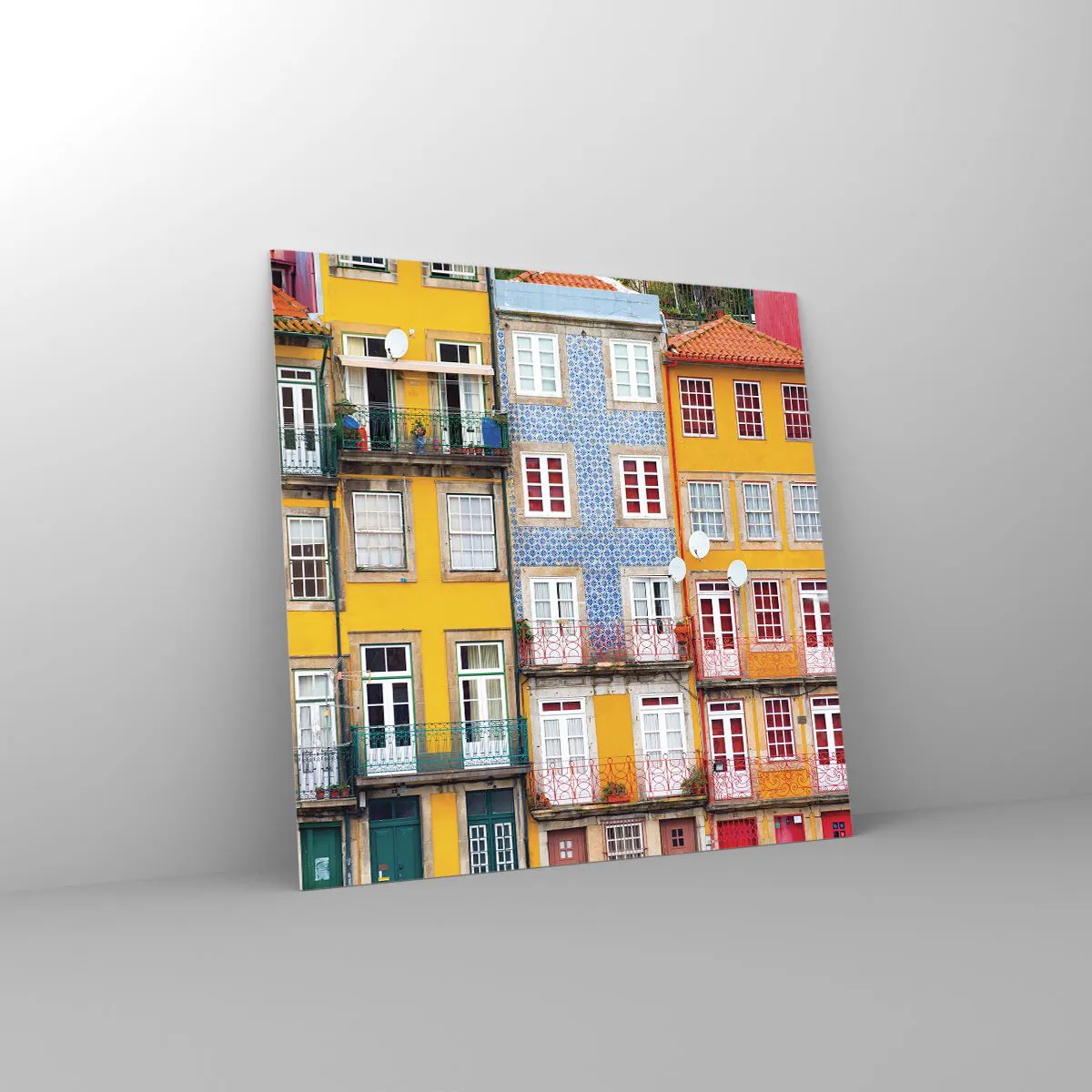 Cuadro sobre vidrio - Impresiones sobre Vidrio - Los colores de la ciudad vieja - 40x40 cm