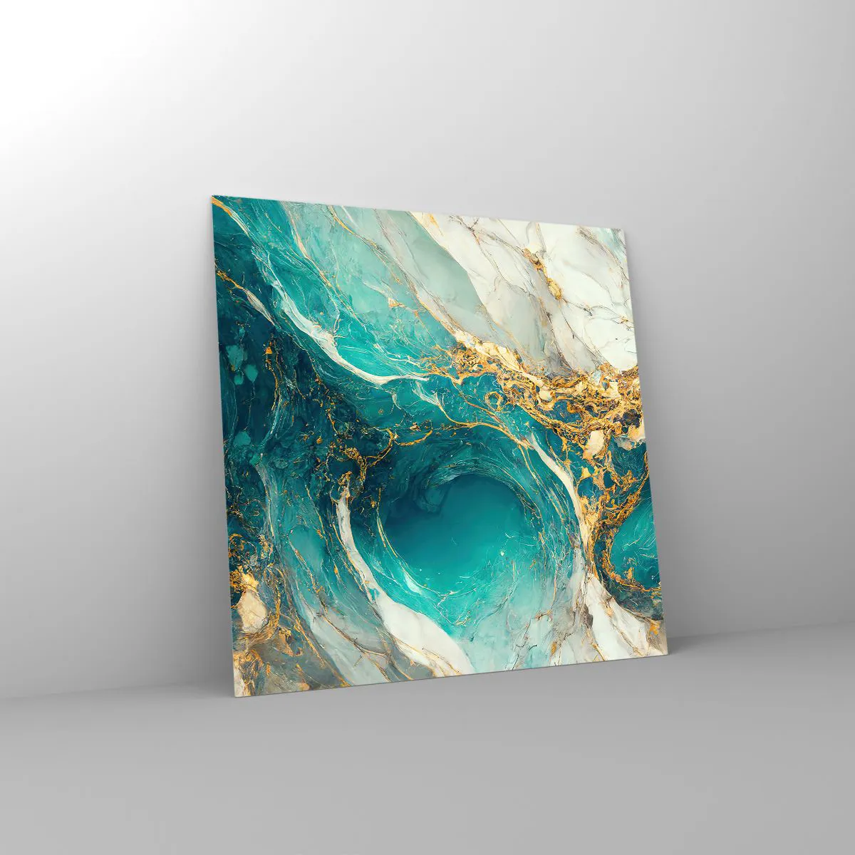 Quadro em vidro - Composição com veios d'ouro - 40x40 cm