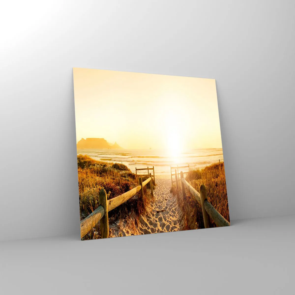 Cuadro sobre vidrio - Impresiones sobre Vidrio - A través de la duna, hacia el sol - 50x50 cm