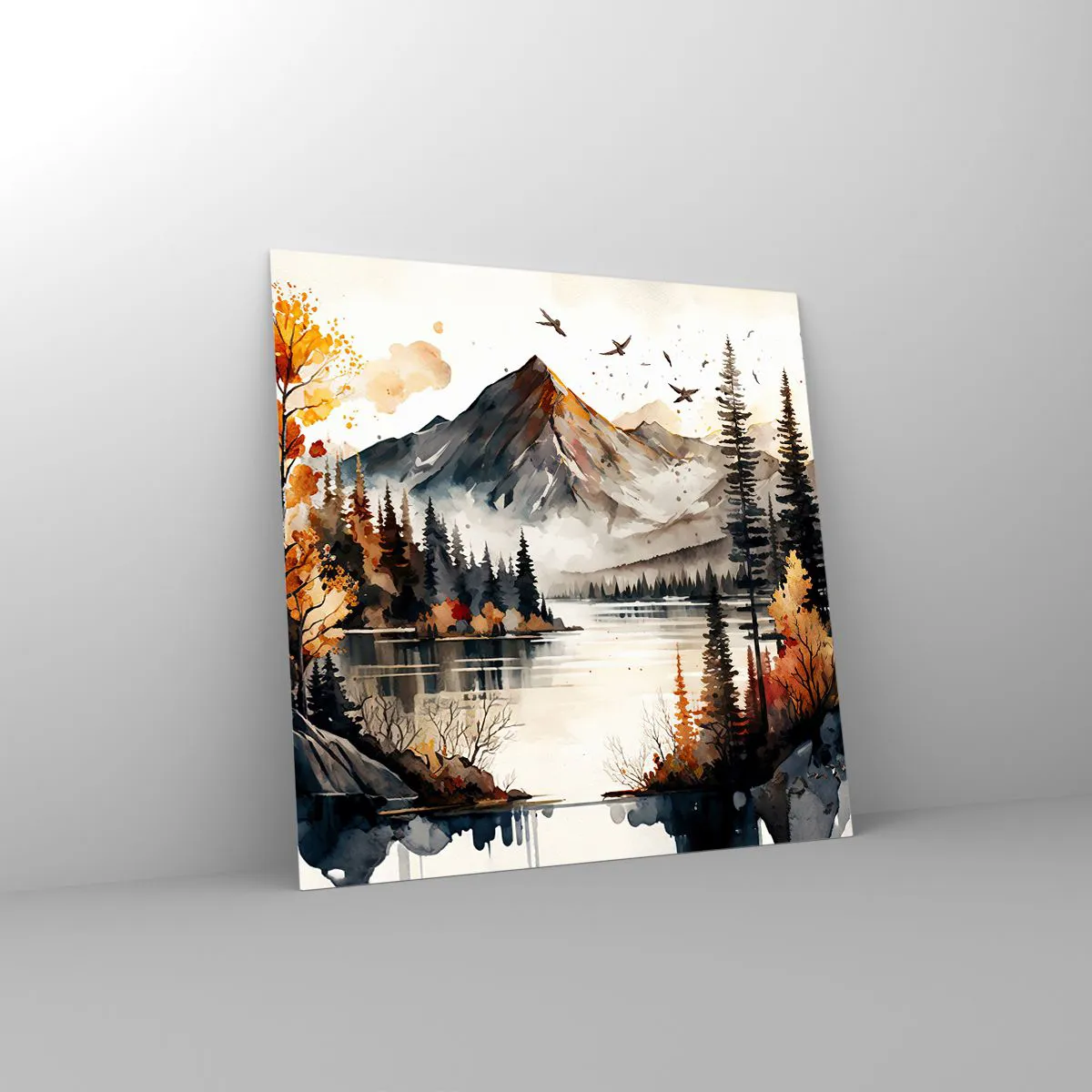 Obraz na skle - Zlatá jeseň na horách - 50x50 cm