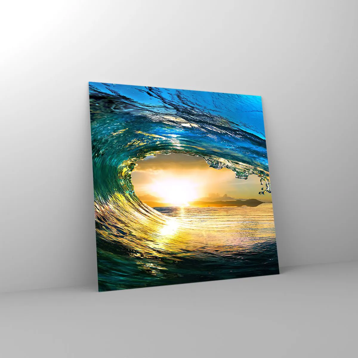 Glass picture - In an Emerald and Gold Crystal - 60x60 cm