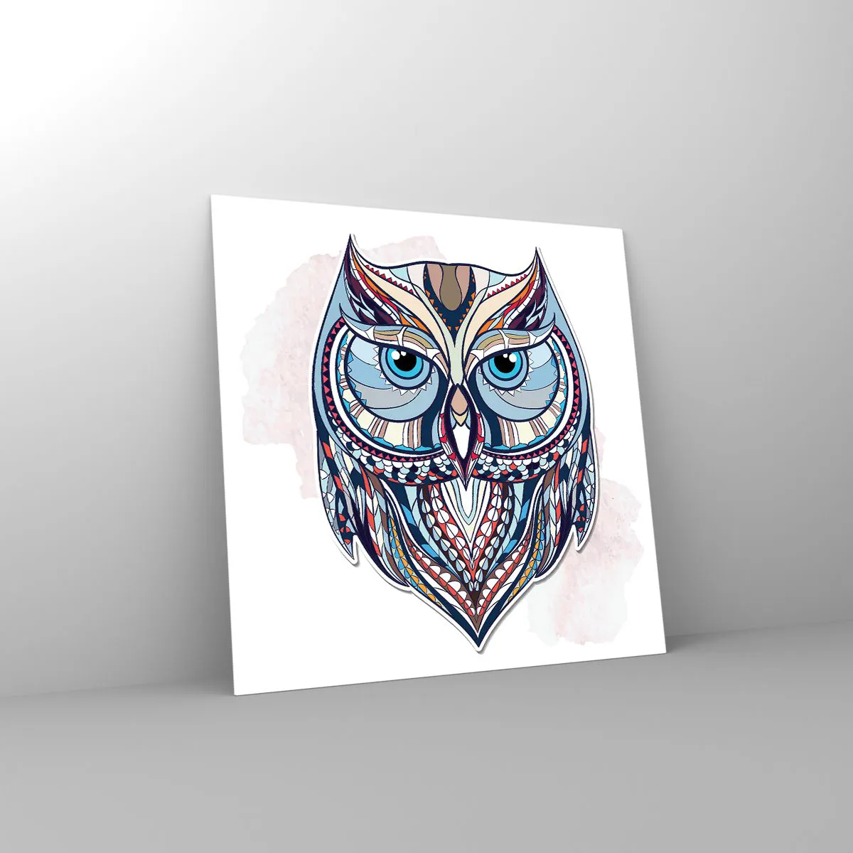 Obraz na skle - Umělecká ozdobná sova - 60x60 cm