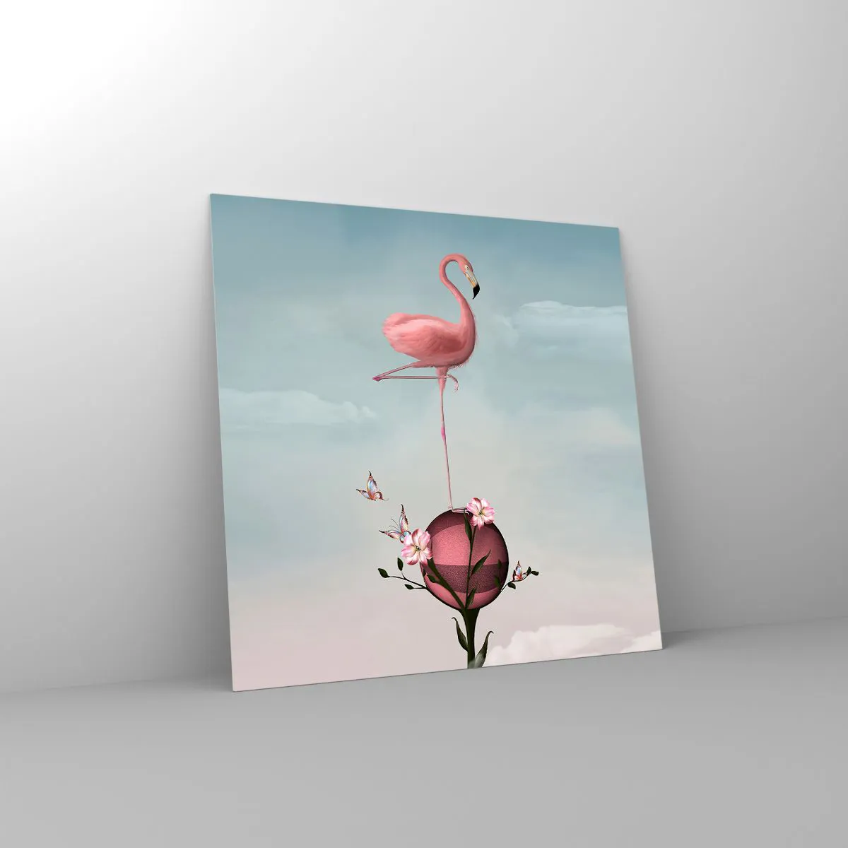 Tablou pe sticlă - Alegoria mingii de baschet - 60x60 cm