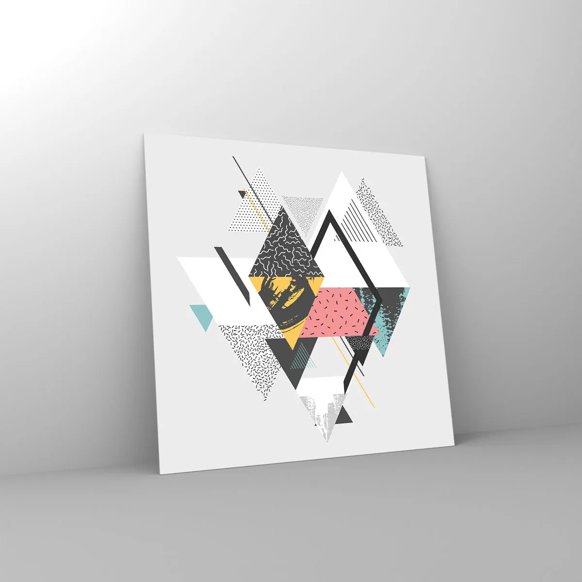 Quadro em vidro - Variações do triângulo e losango - 60x60 cm