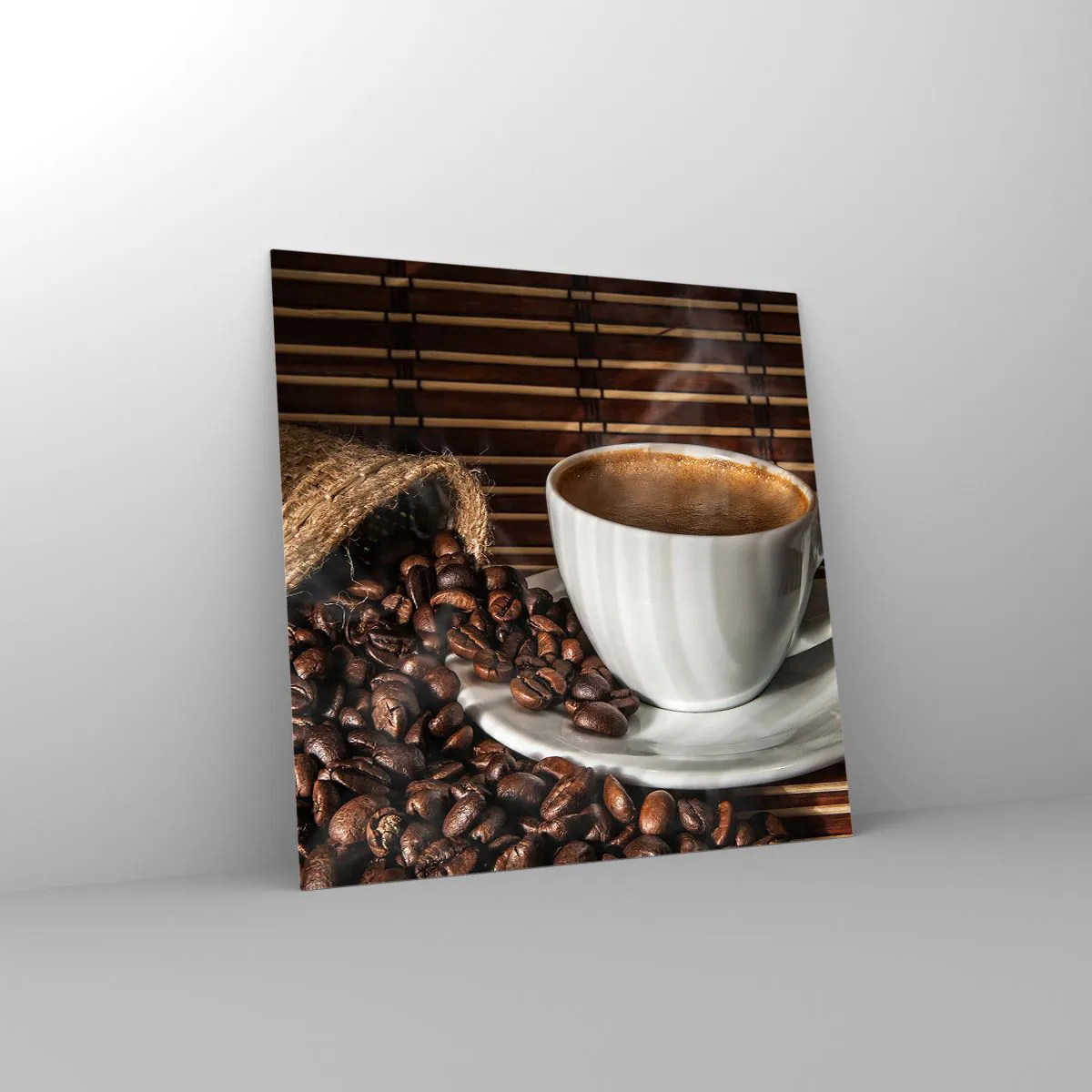 Tablou pe sticlă - Negru de cărbune, transparență de chihlimbar - 70x70 cm