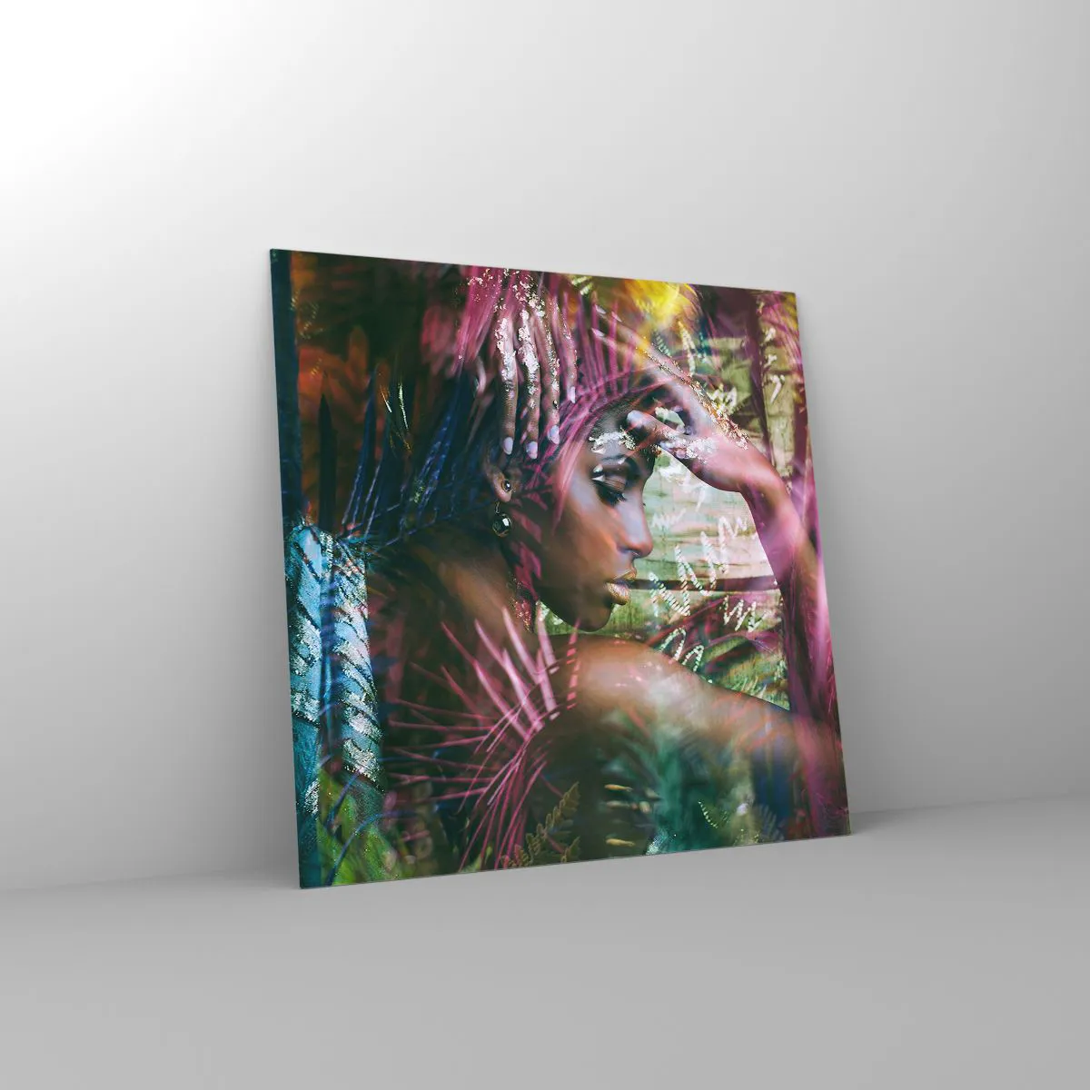 Impression sur verre - Image sur verre - Dame Nature dans la jungle - 70x70 cm