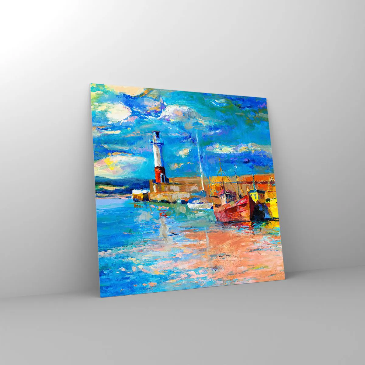 Glasbild - Bild auf glas - Ein Nachmittag in der Regenbogenbucht - 70x70 cm