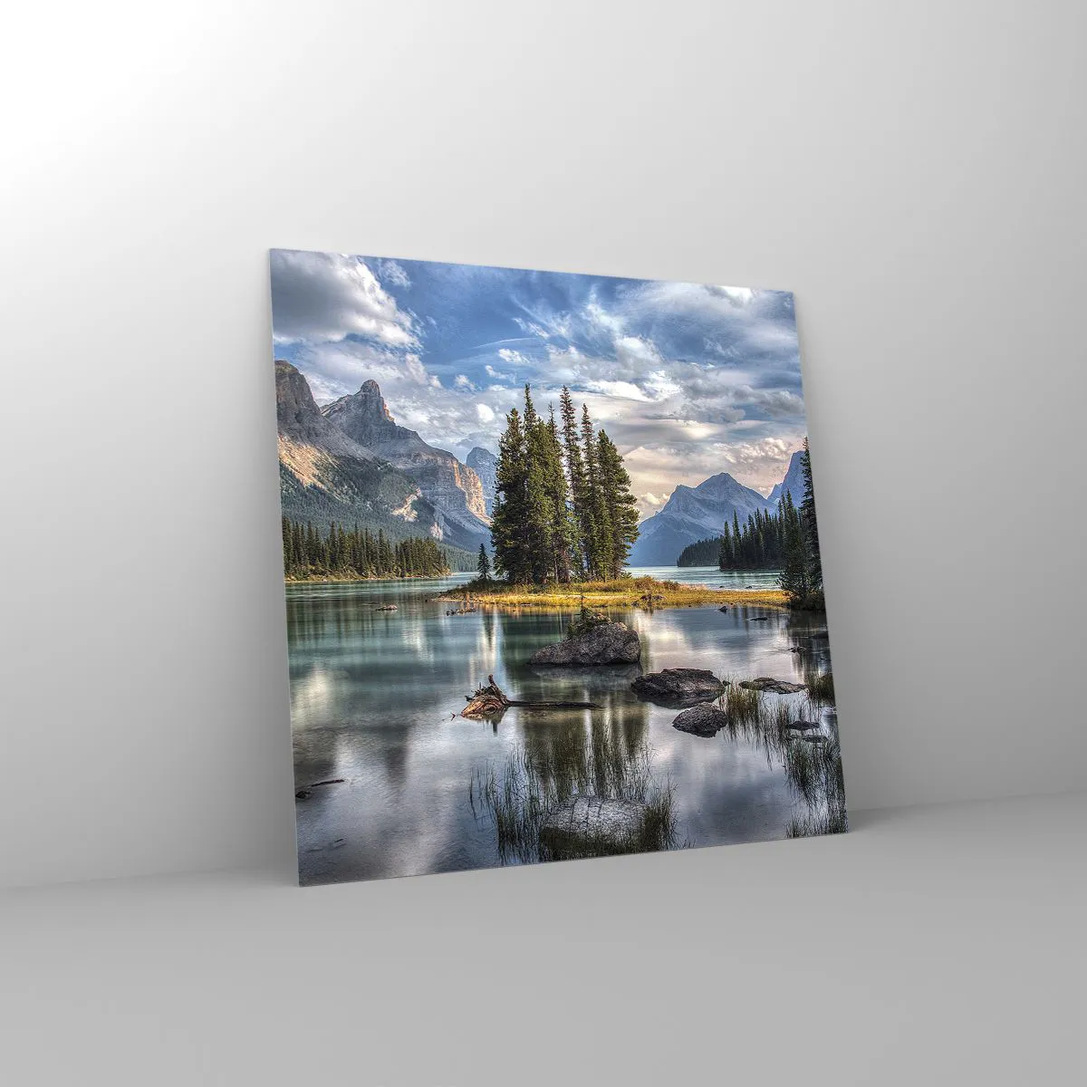 Billede på glas - Over store og klare vande… - 70x70 cm