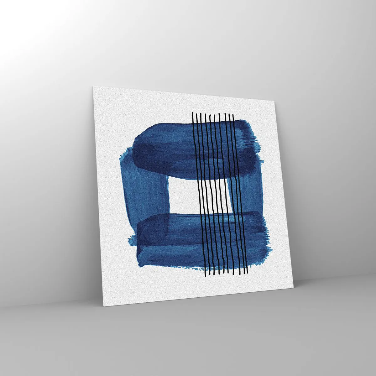 Tablou pe sticlă - Compoziție albastru-negru - 70x70 cm