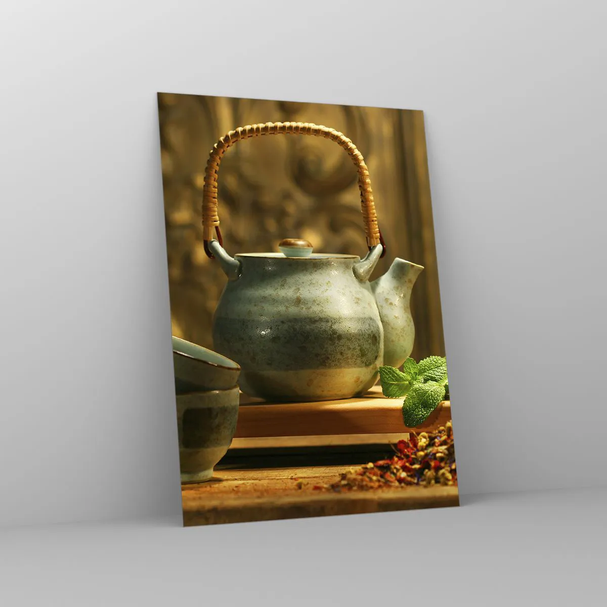 Billede på glas - En afhandling om at drikke te - 50x70 cm