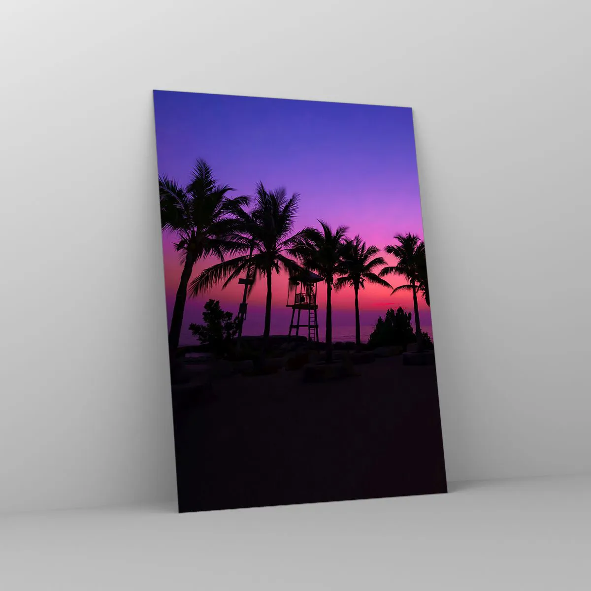 Quadro em vidro - Uma noite sob as palmeiras - 50x70 cm